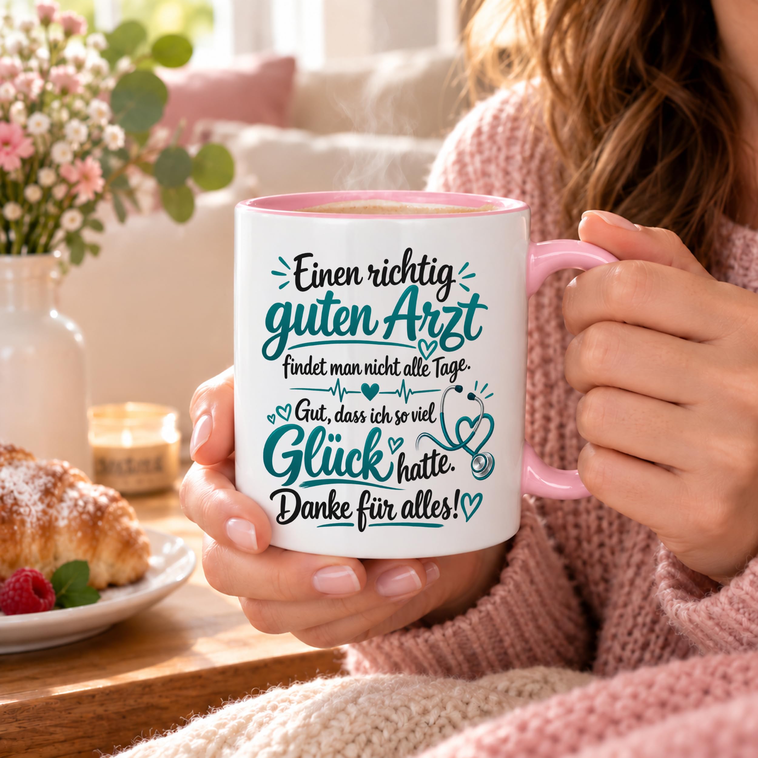 Herzbotschaft Tasse Kaffeetasse für Ärzte - Danke Geschenk für guten Arzt