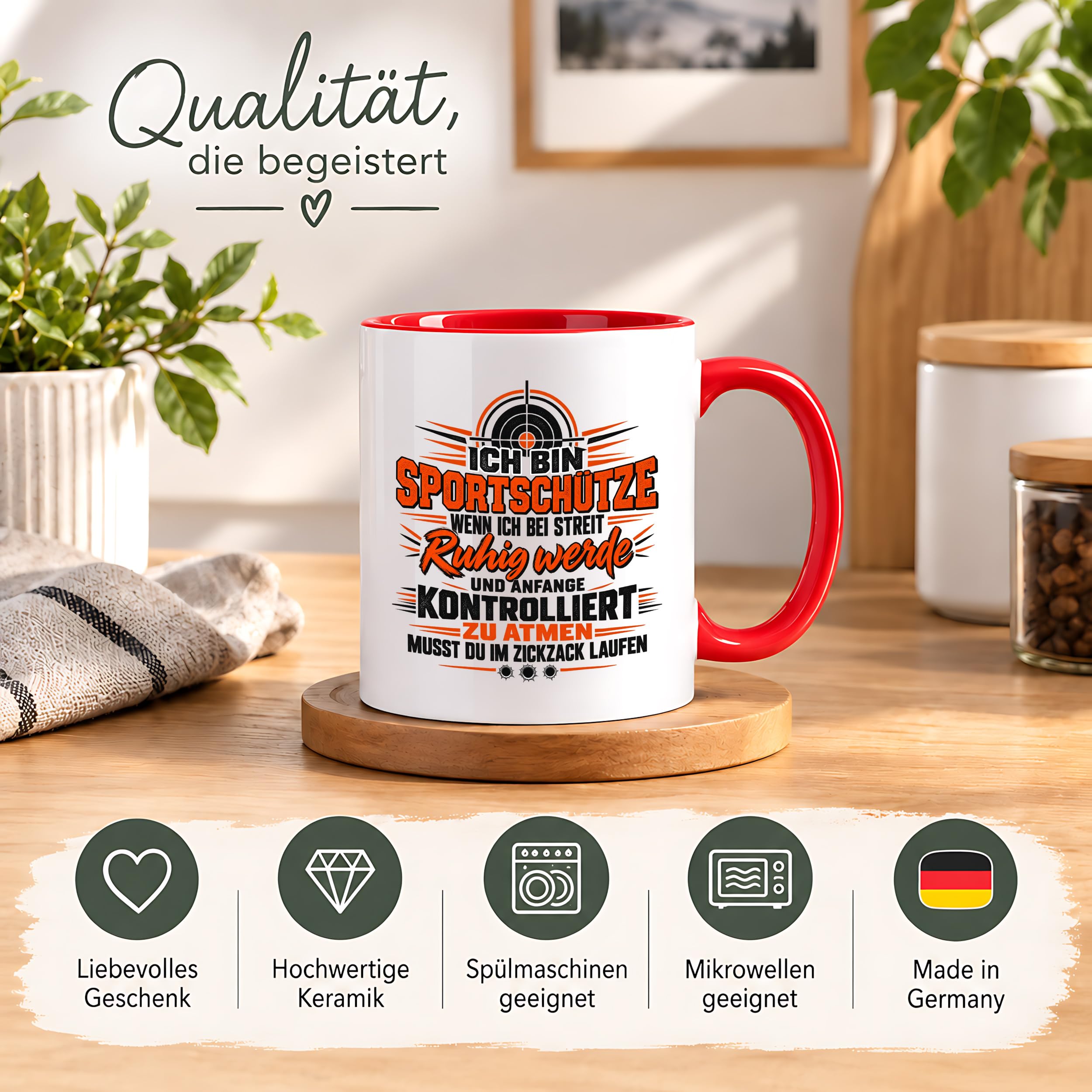 Herzbotschaft Tasse Sportschütze Geschenk Kaffeetasse Schützenverein