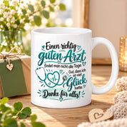 Herzbotschaft Tasse Danke Arzt Geschenk Kaffeetasse für Mediziner Praxis