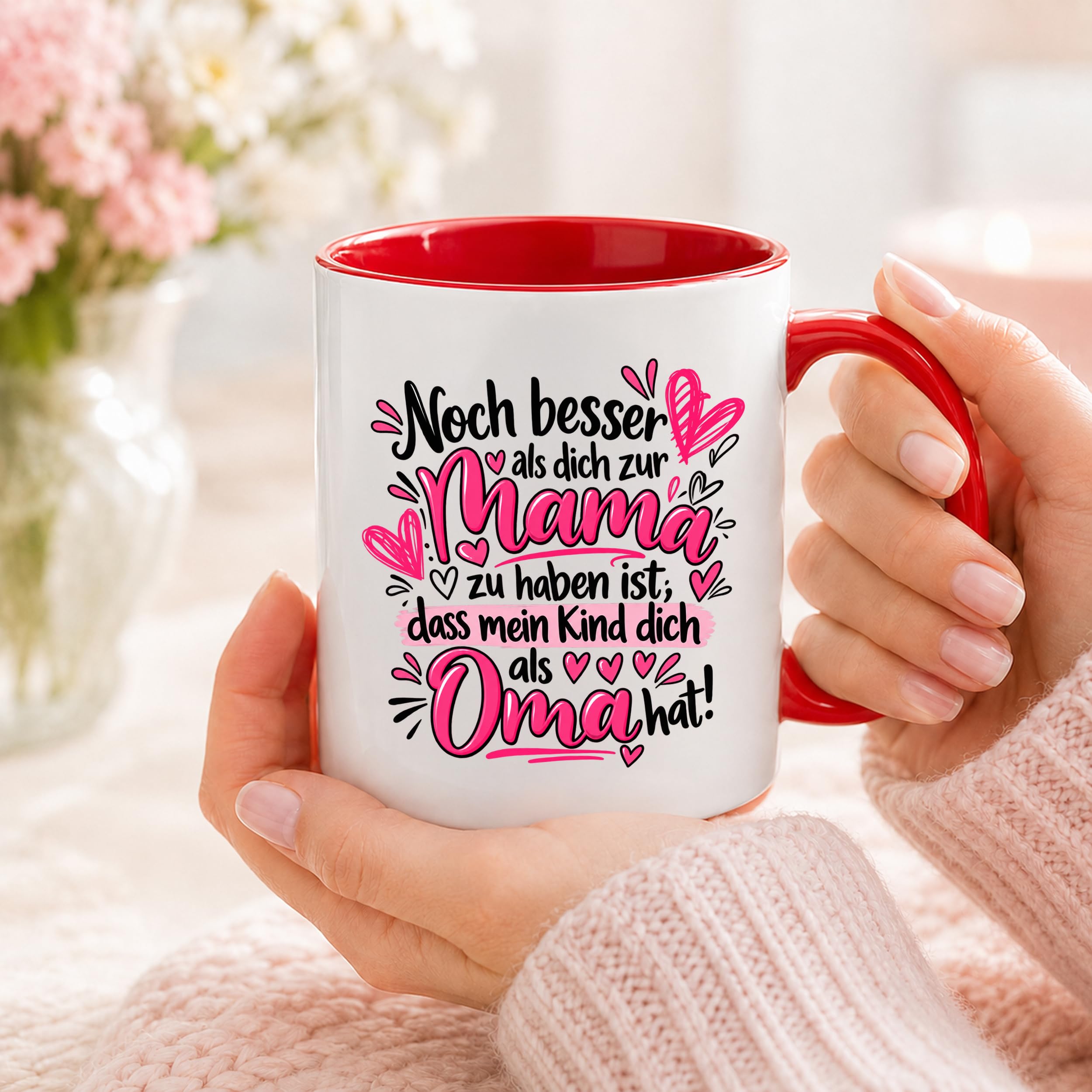 Herzbotschaft Tasse Geschenk Beste Oma der Welt Kaffeetasse