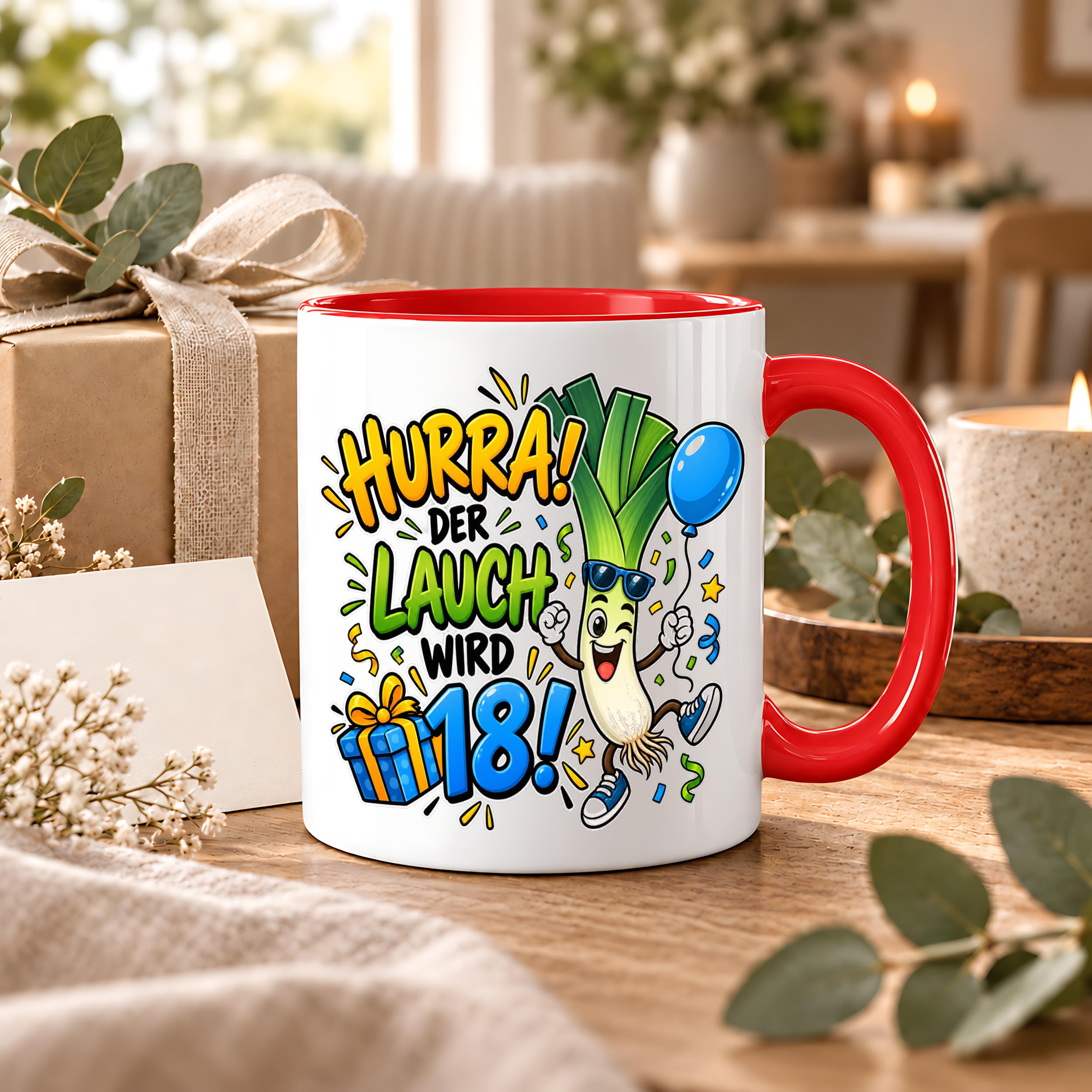 Herzbotschaft 18. Geburtstag Tasse Geburtstagsgeschenk für jungen Mann