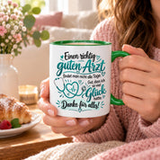 Herzbotschaft Tasse Danke Arzt Geschenk Kaffeetasse für Mediziner Praxis