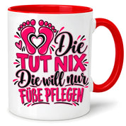 Herzbotschaft Tasse Fußpflege Kaffeetasse für Podologin mit lustigem Spruch