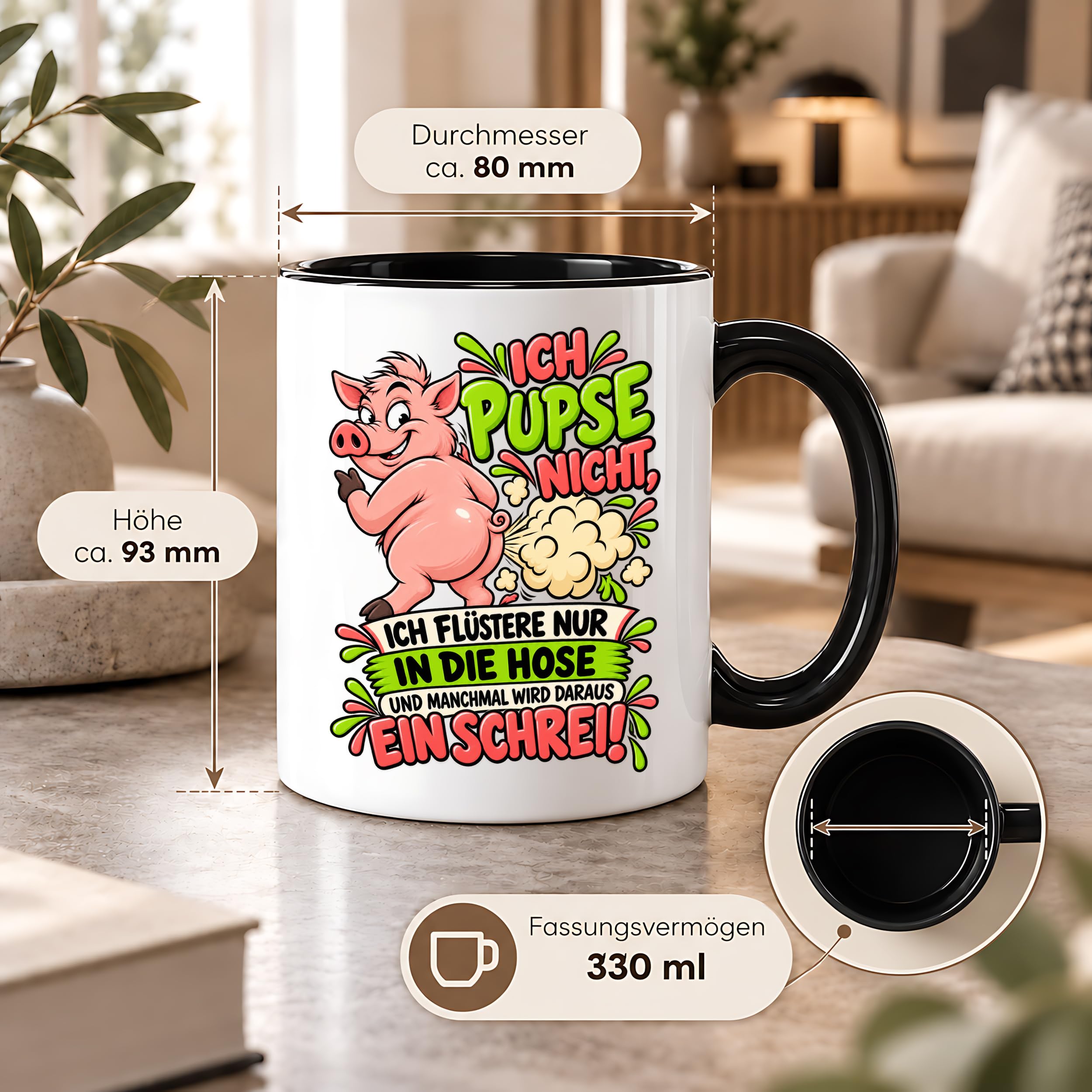 Herzbotschaft Tasse Ich pupse nicht Lustige Spruch Kaffeetasse Geschenk