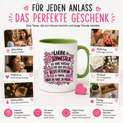 Herzbotschaft Tasse Geschenk Beste Schwester Kaffeetasse Geschwister