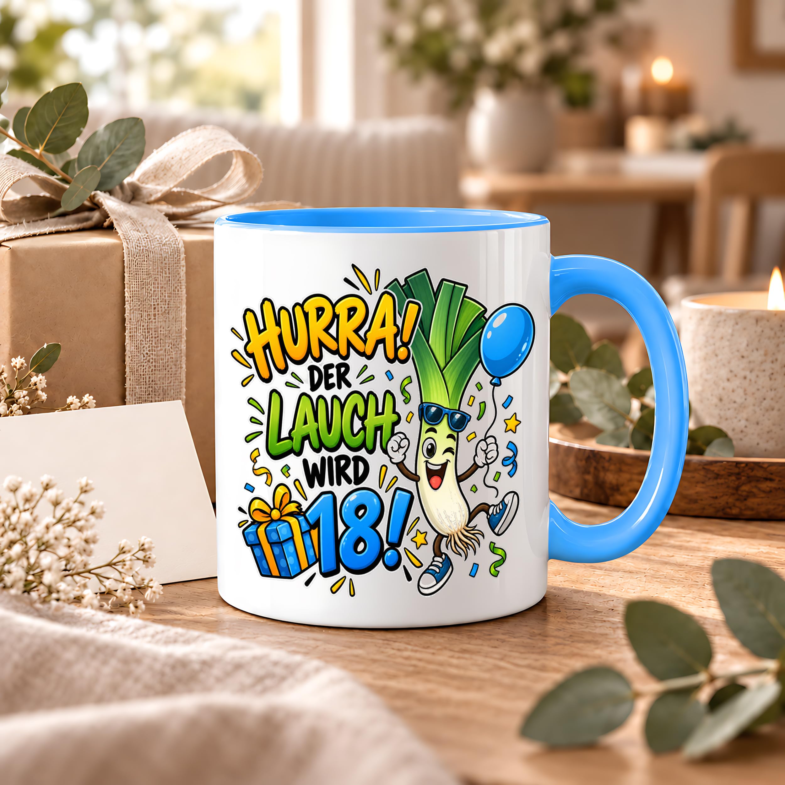 Herzbotschaft 18. Geburtstag Tasse Geburtstagsgeschenk für jungen Mann