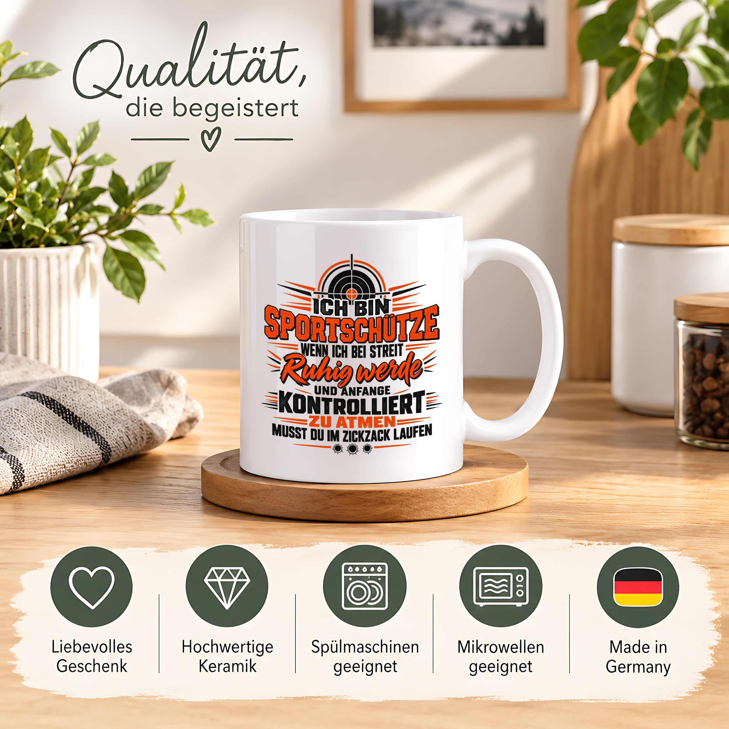 Herzbotschaft Tasse Sportschütze Geschenk Kaffeetasse Schützenverein