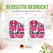 Herzbotschaft Tasse Fußpflege Kaffeetasse für Podologin mit lustigem Spruch