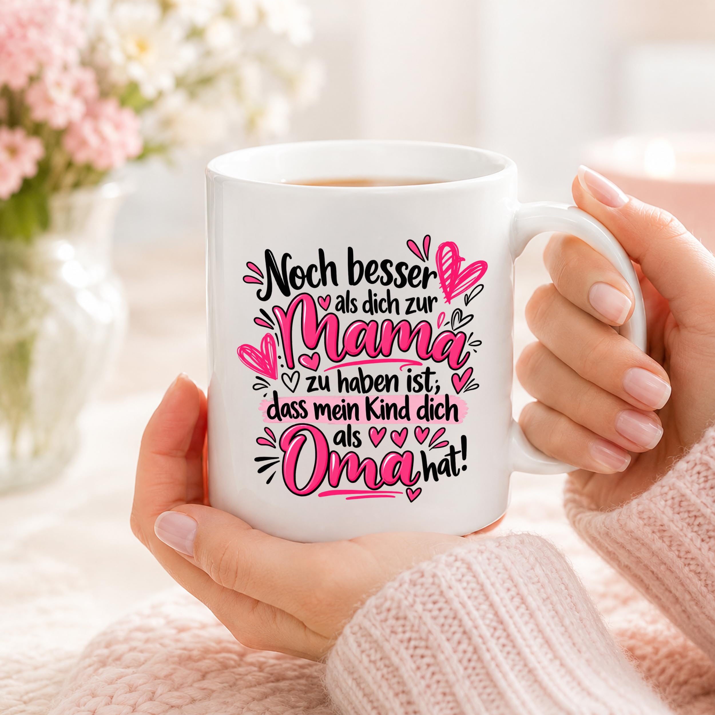 Herzbotschaft Tasse Geschenk Beste Oma der Welt Kaffeetasse