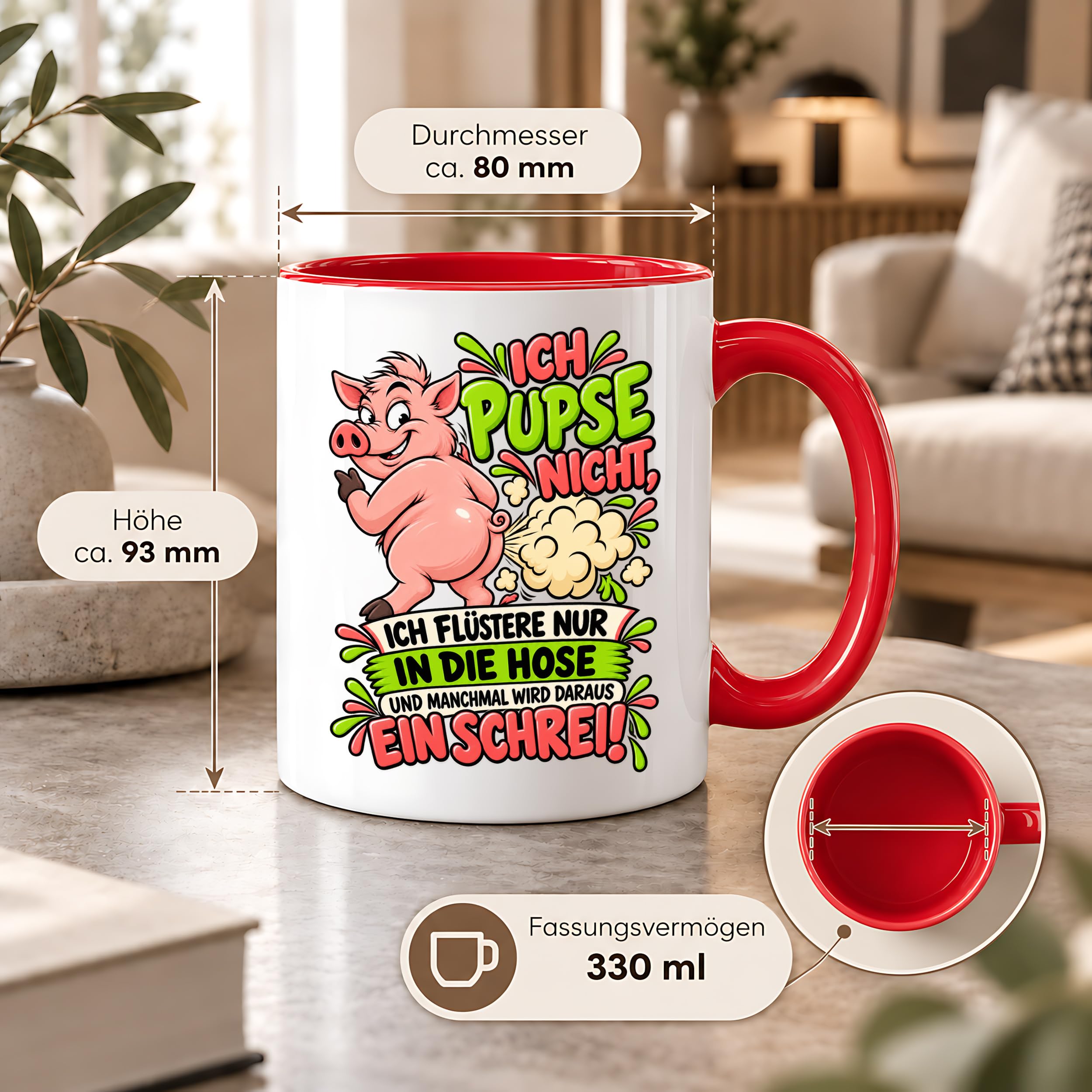 Herzbotschaft Tasse Ich pupse nicht Lustige Spruch Kaffeetasse Geschenk
