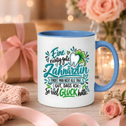 Herzbotschaft Zahnärztin Tasse Danke Kaffeetasse Geschenk in Zahnarztpraxis