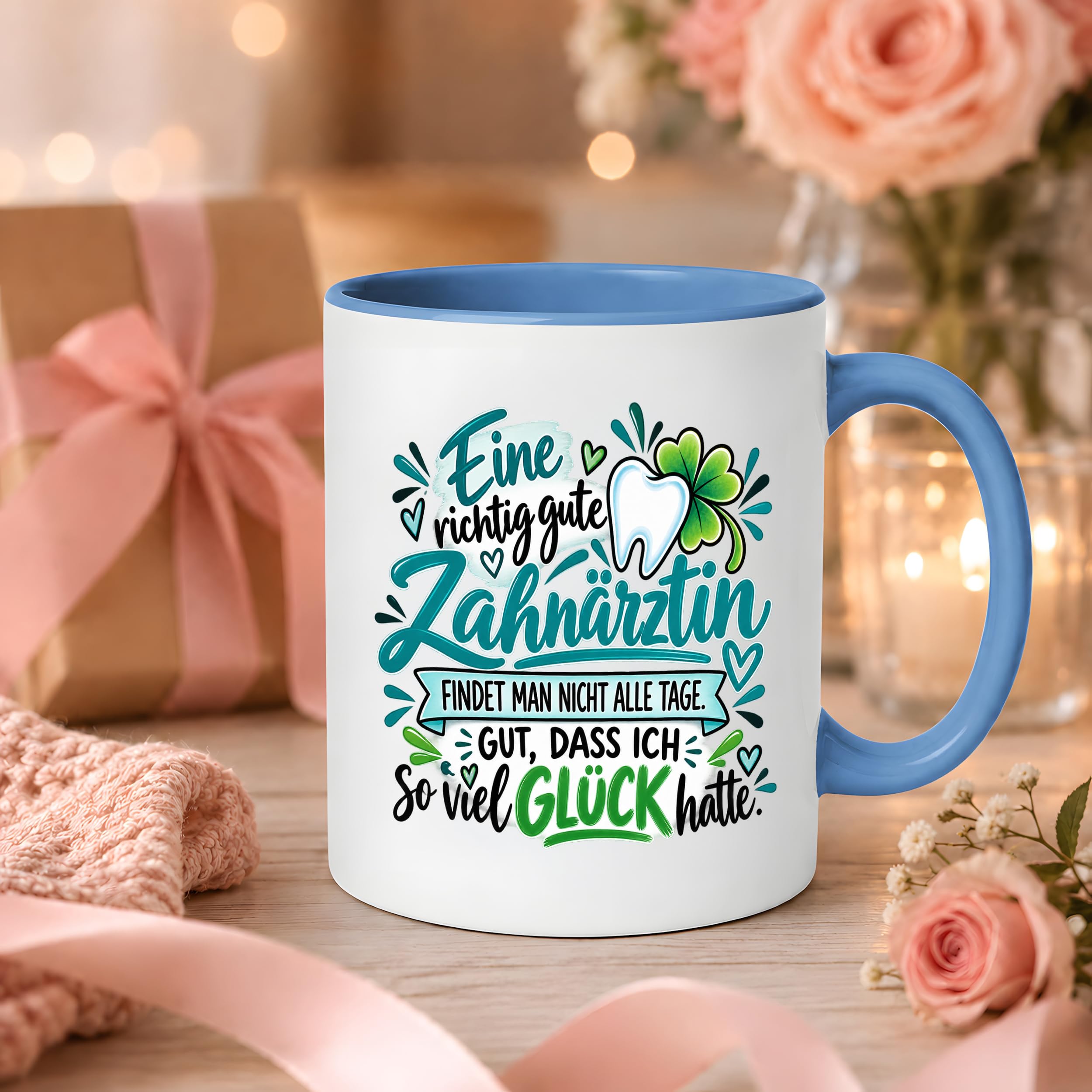 Herzbotschaft Zahnärztin Tasse Danke Kaffeetasse Geschenk in Zahnarztpraxis