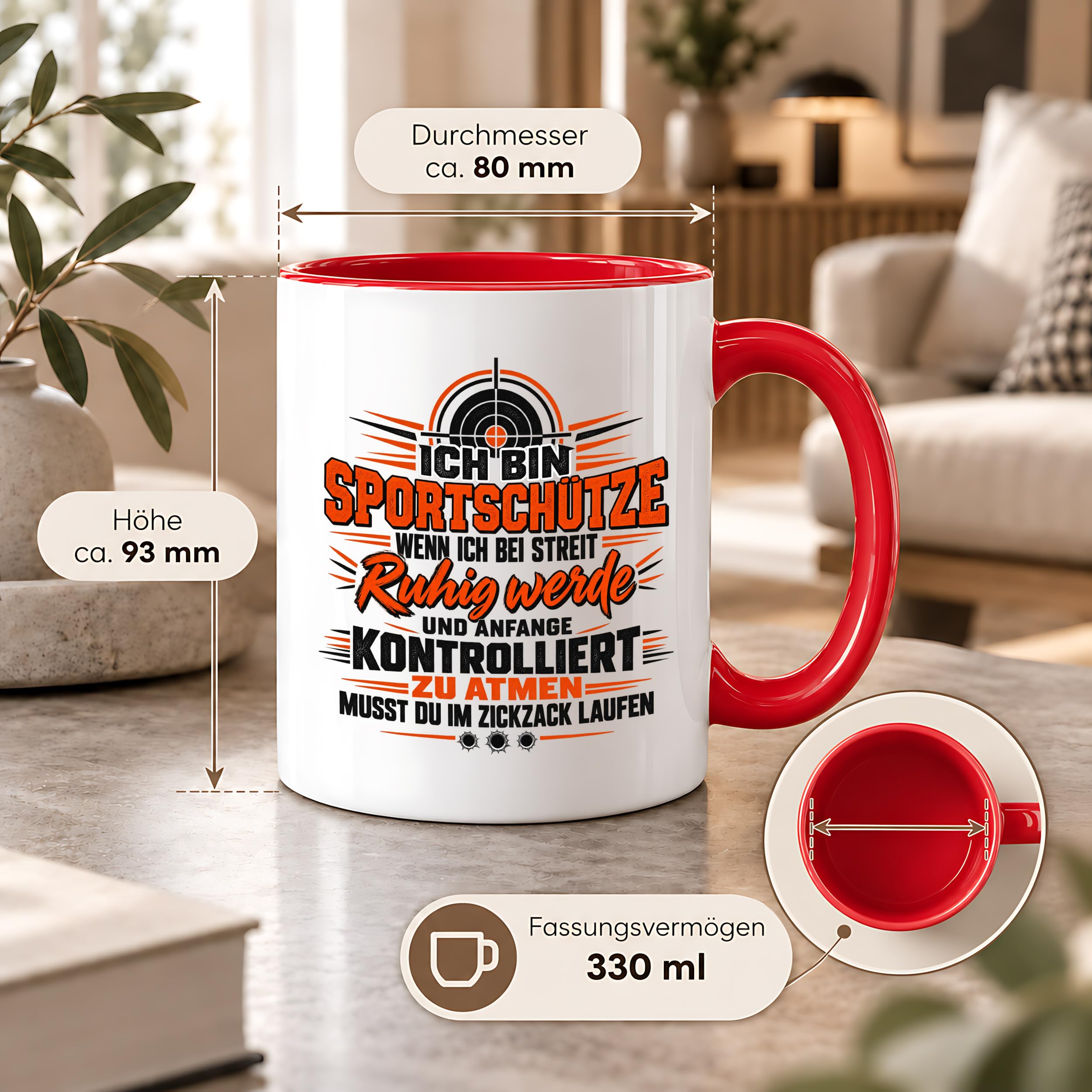 Herzbotschaft Tasse Sportschütze Geschenk Kaffeetasse Schützenverein