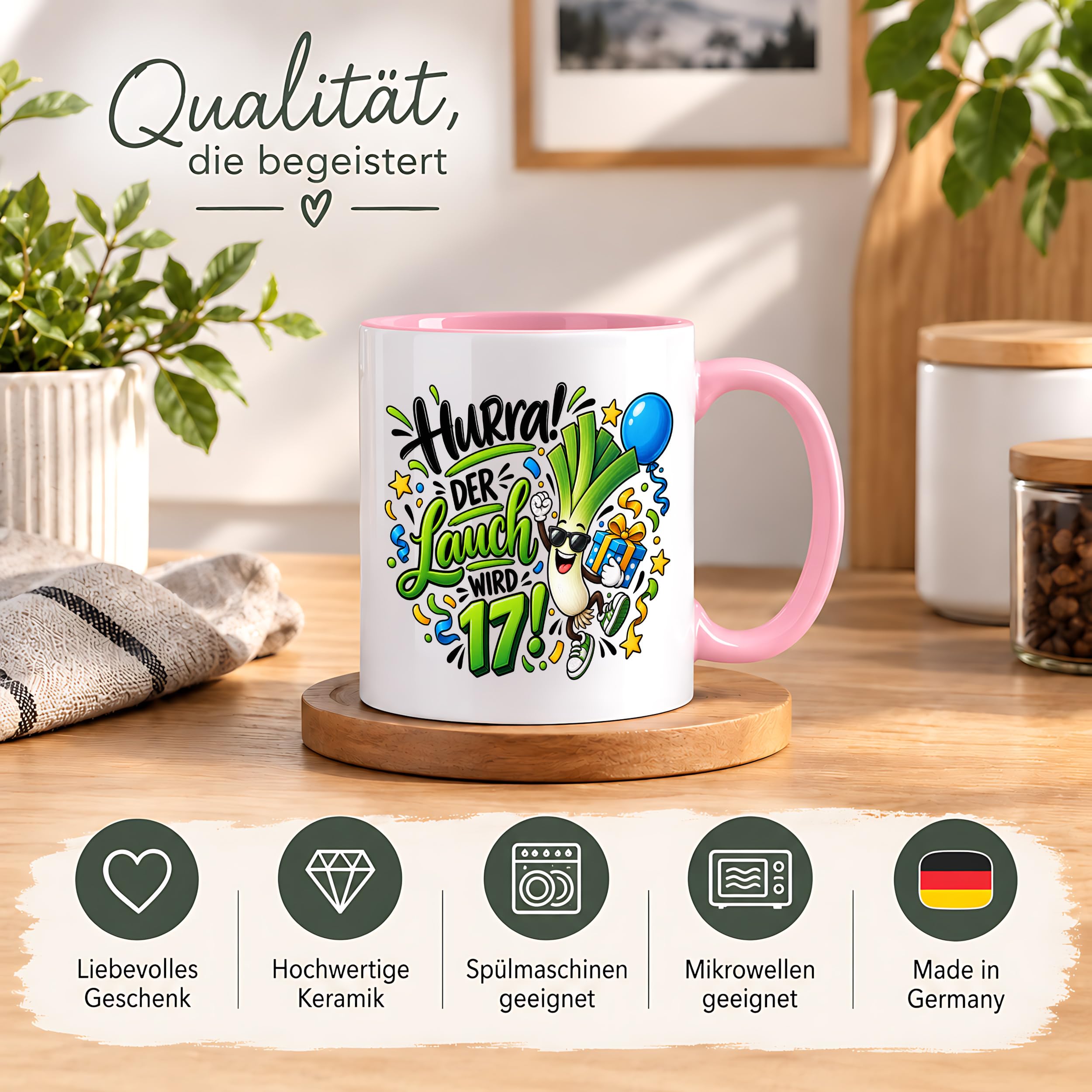 Herzbotschaft Tasse 17. Geburtstag – Kaffeetasse Geschenk für Jungen Mann