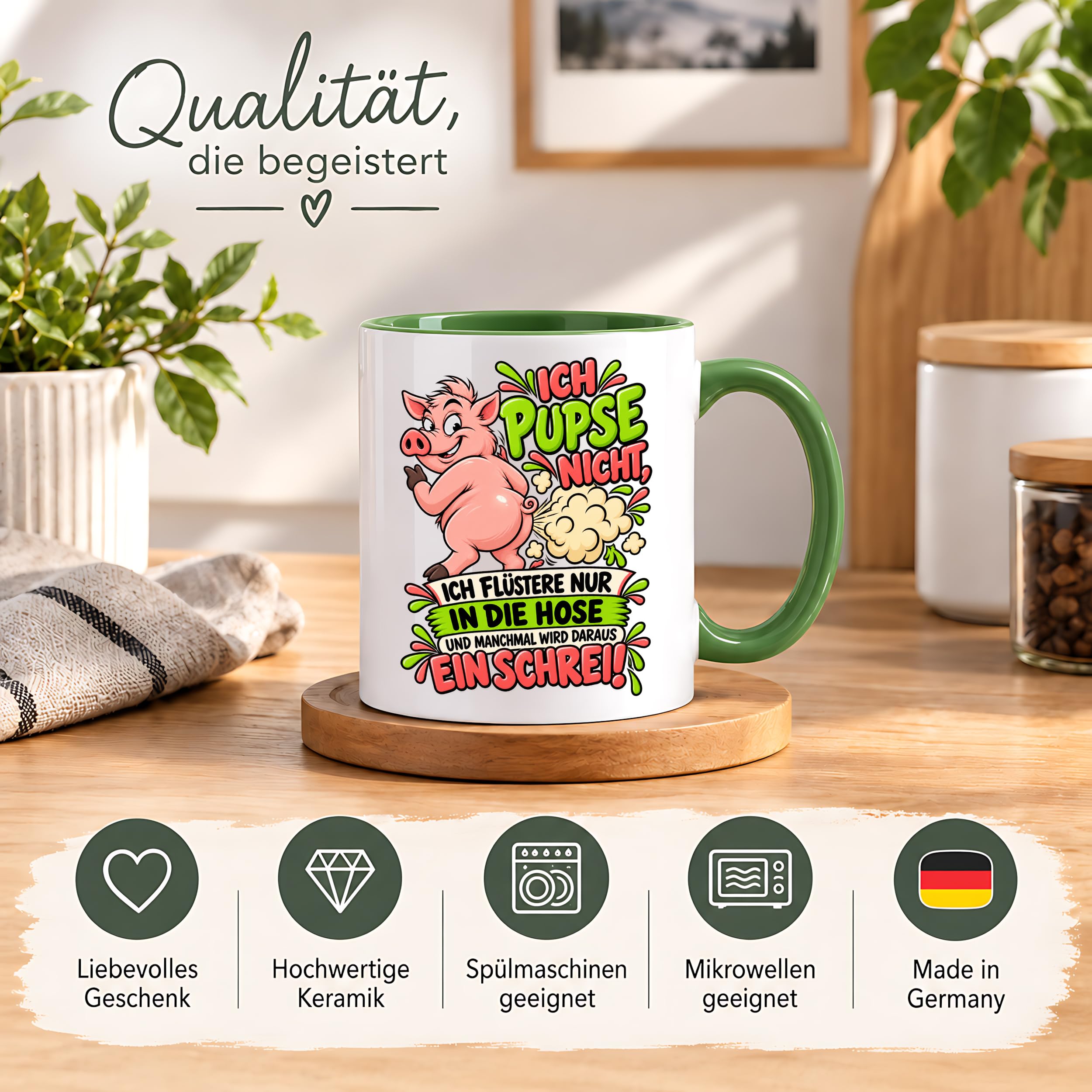 Herzbotschaft Tasse Ich pupse nicht Lustige Spruch Kaffeetasse Geschenk