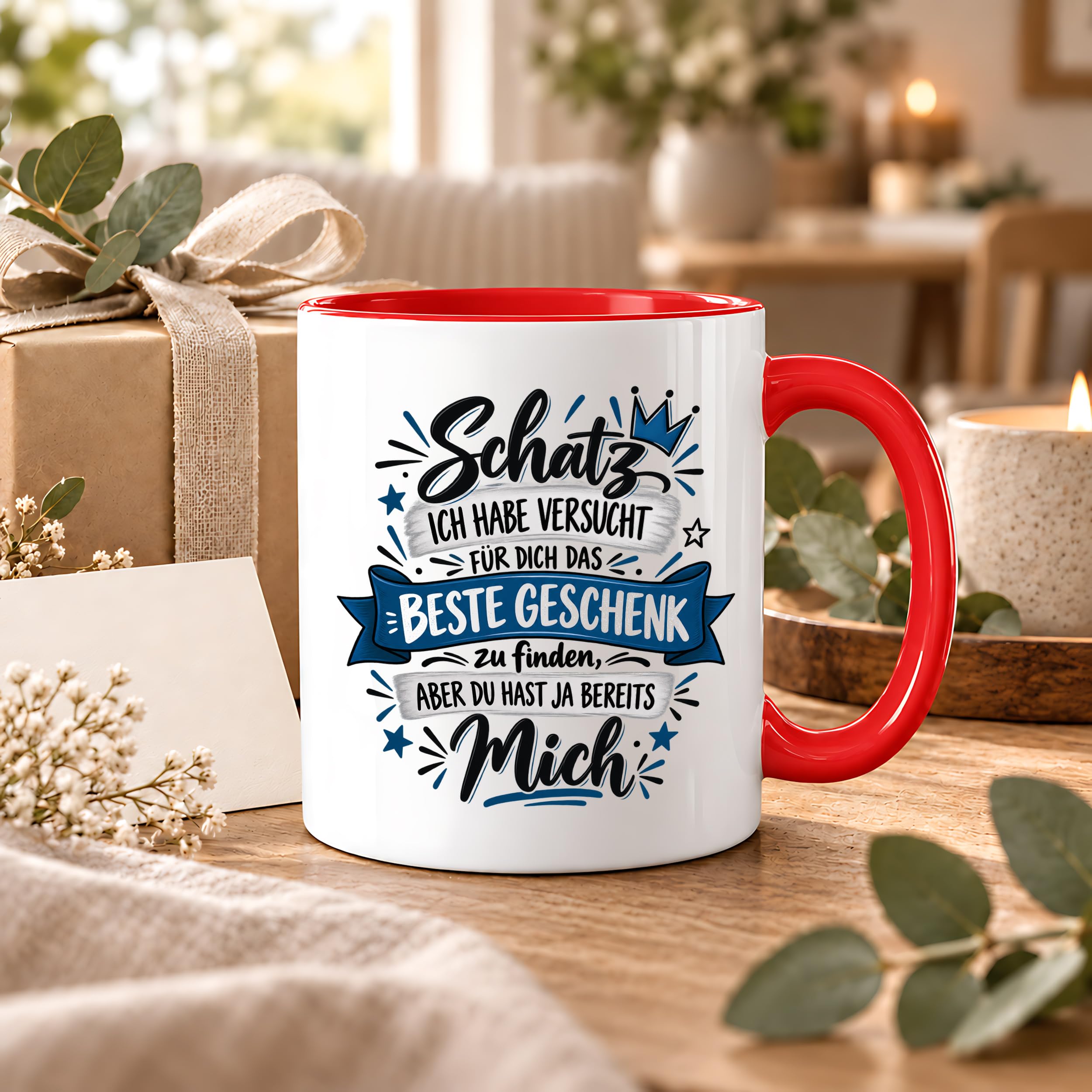Herzbotschaft Tasse Geschenk Schatz Kaffeetasse für Freund Ehemann Teetasse
