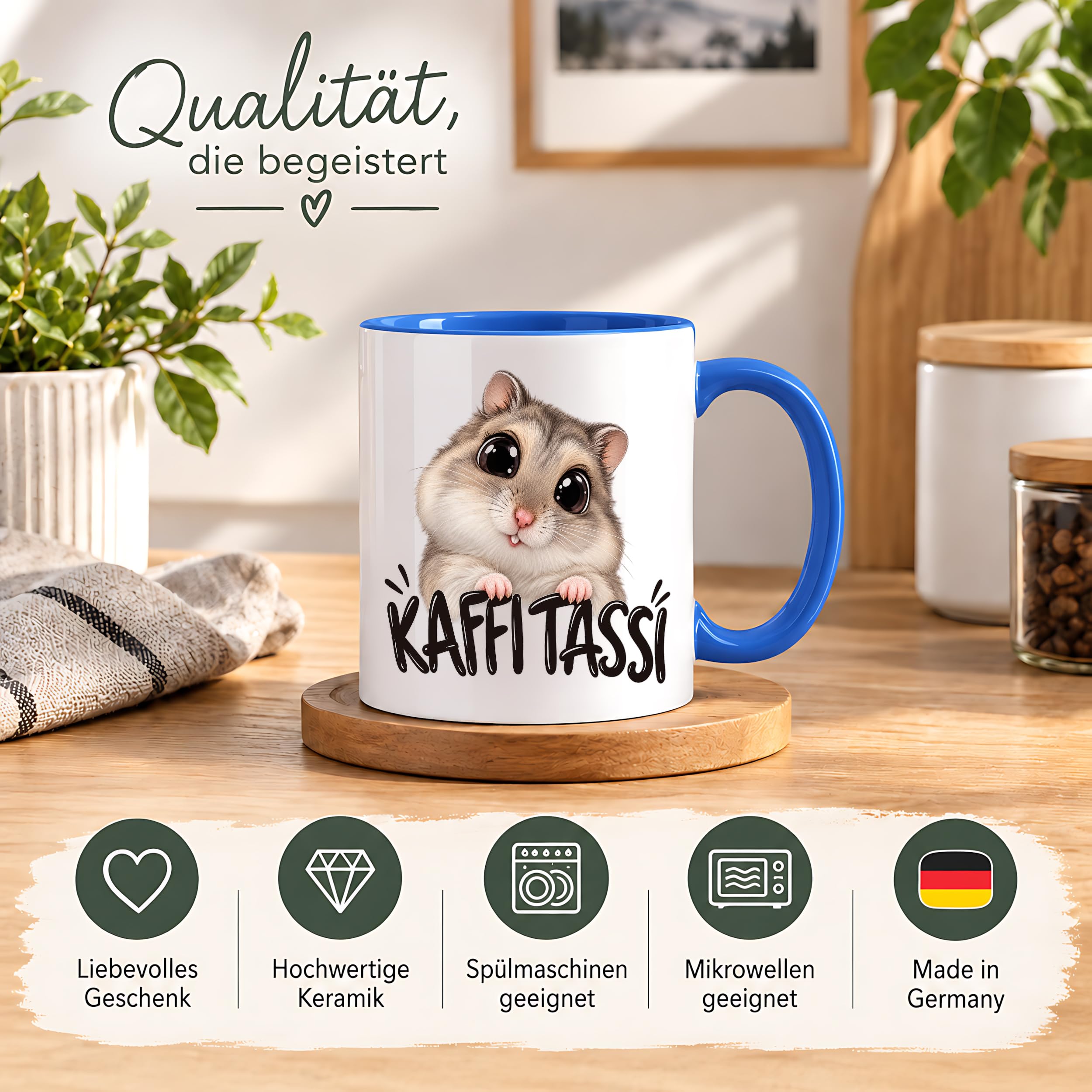Herzbotschaft Kaffeetasse für Hamster Fans mit lustigem Spruch Kaffi Tassi