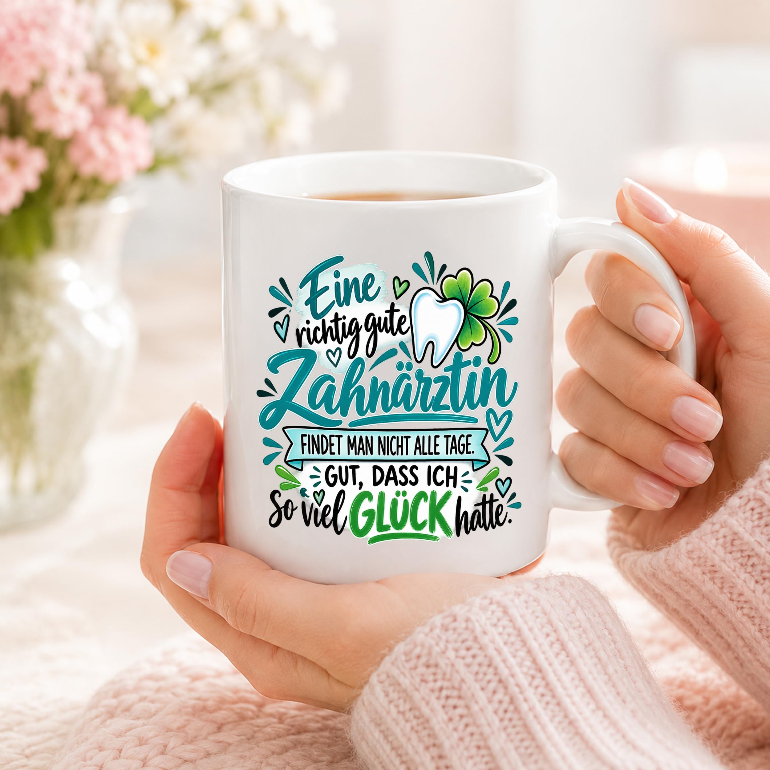 Herzbotschaft Zahnärztin Tasse Danke Kaffeetasse Geschenk in Zahnarztpraxis