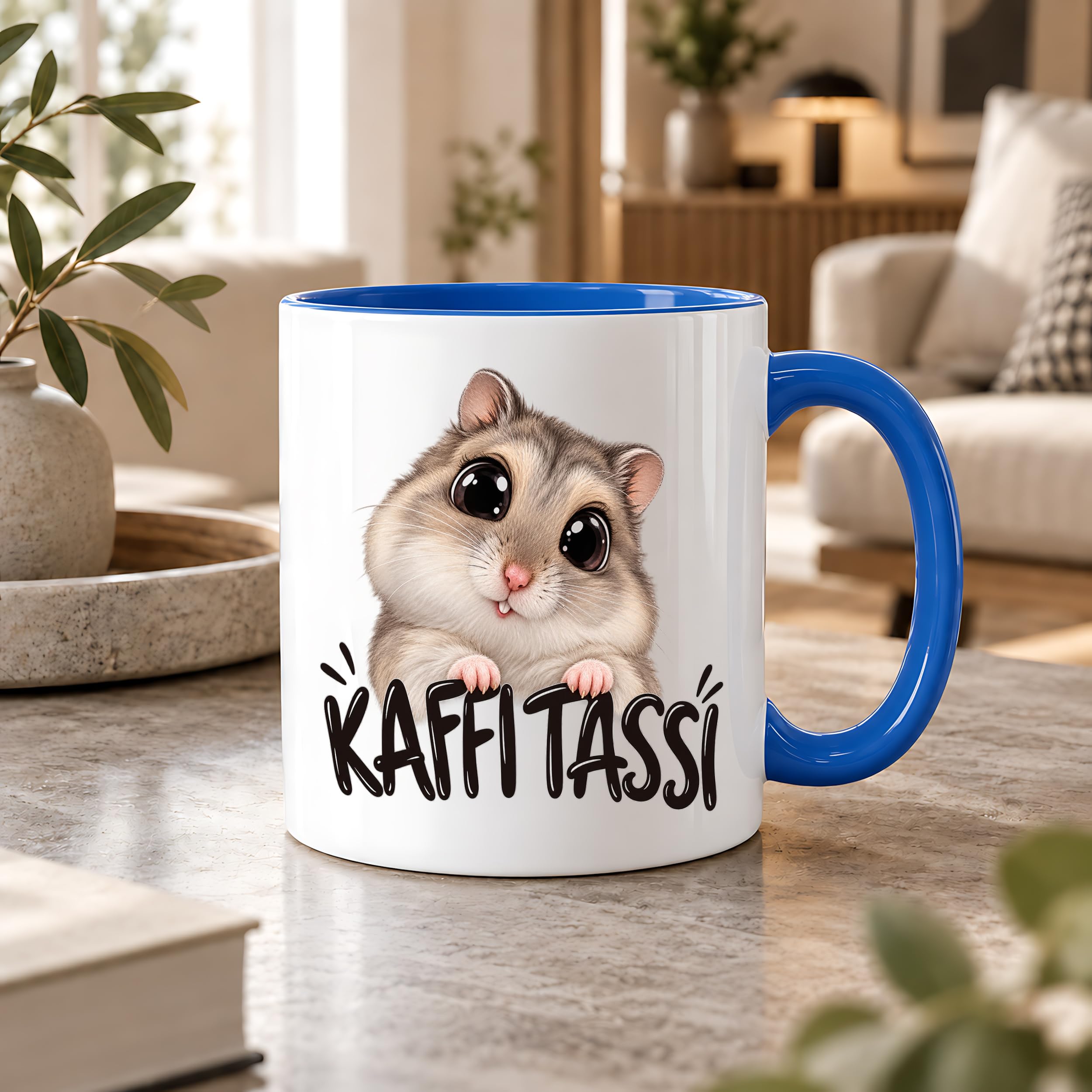 Herzbotschaft Kaffeetasse für Hamster Fans mit lustigem Spruch Kaffi Tassi