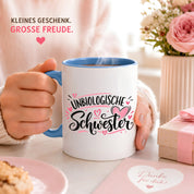 Herzbotschaft Tasse für beste Freundin Kaffeetasse Unbiologische Schwester