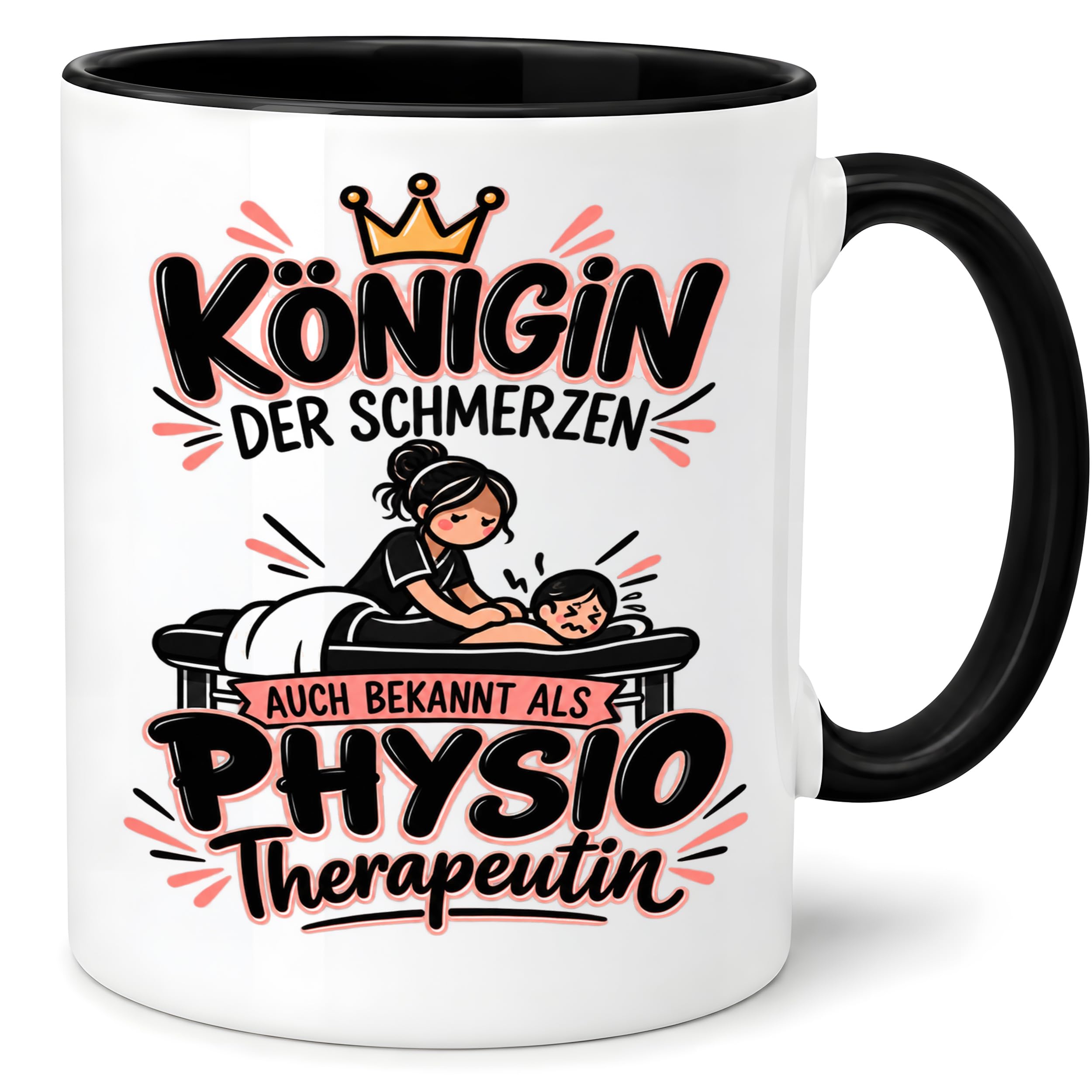 Herzbotschaft Tasse Physiotherapeutin Königin der Schmerzen Kaffeetasse