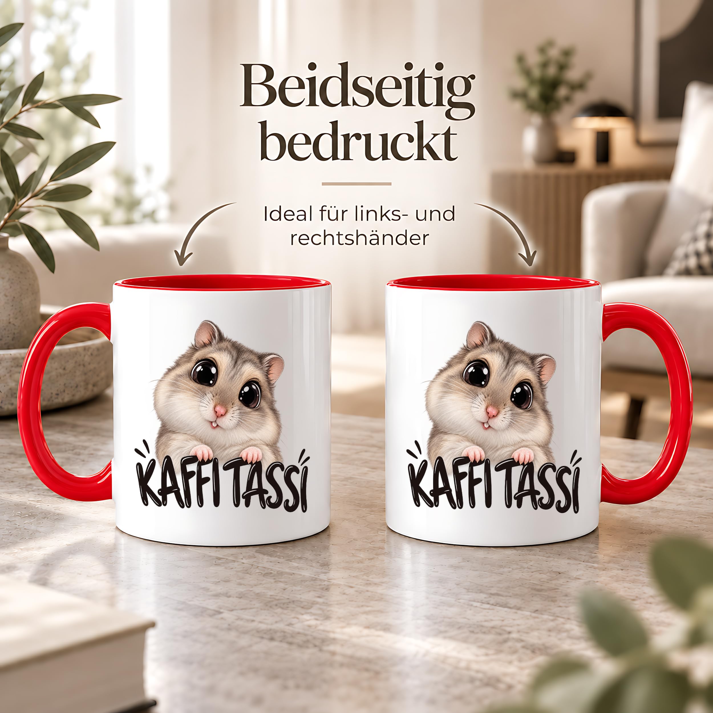 Herzbotschaft Kaffeetasse für Hamster Fans mit lustigem Spruch Kaffi Tassi