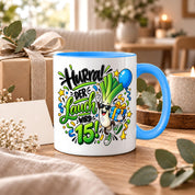 Herzbotschaft Tasse 15. Geburtstag Teetasse Geburtstagsgeschenk für Jungen