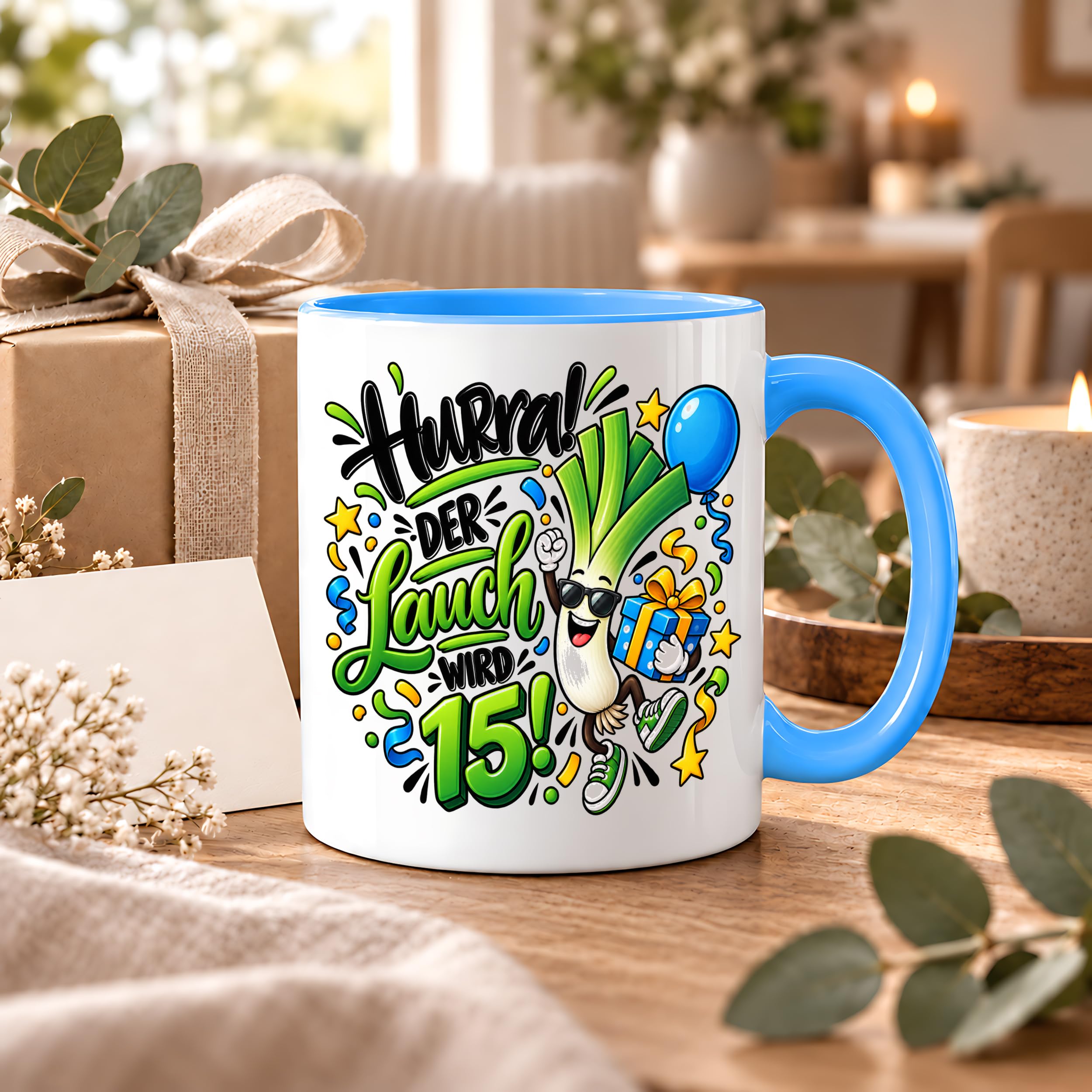 Herzbotschaft Tasse 15. Geburtstag Teetasse Geburtstagsgeschenk für Jungen