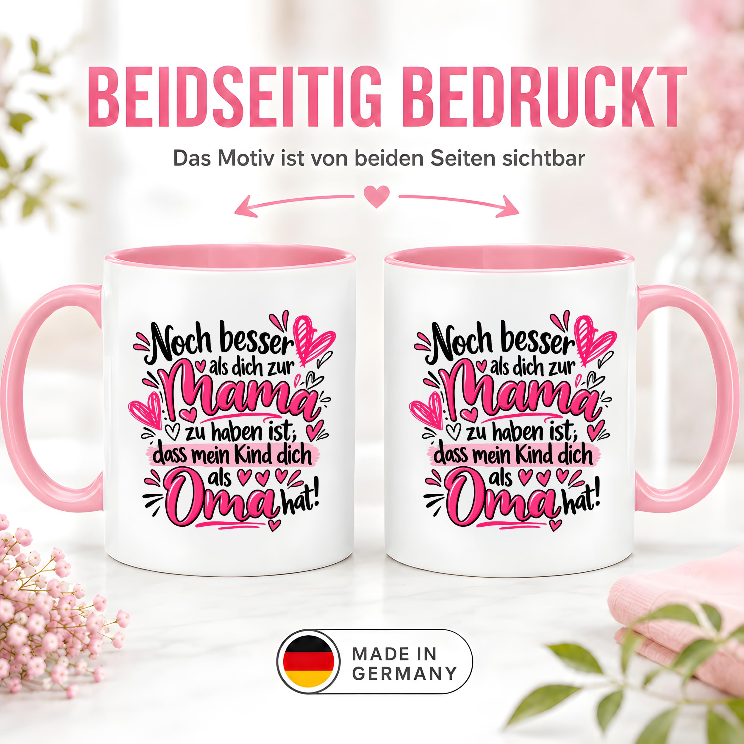 Herzbotschaft Tasse Geschenk Beste Oma der Welt Kaffeetasse
