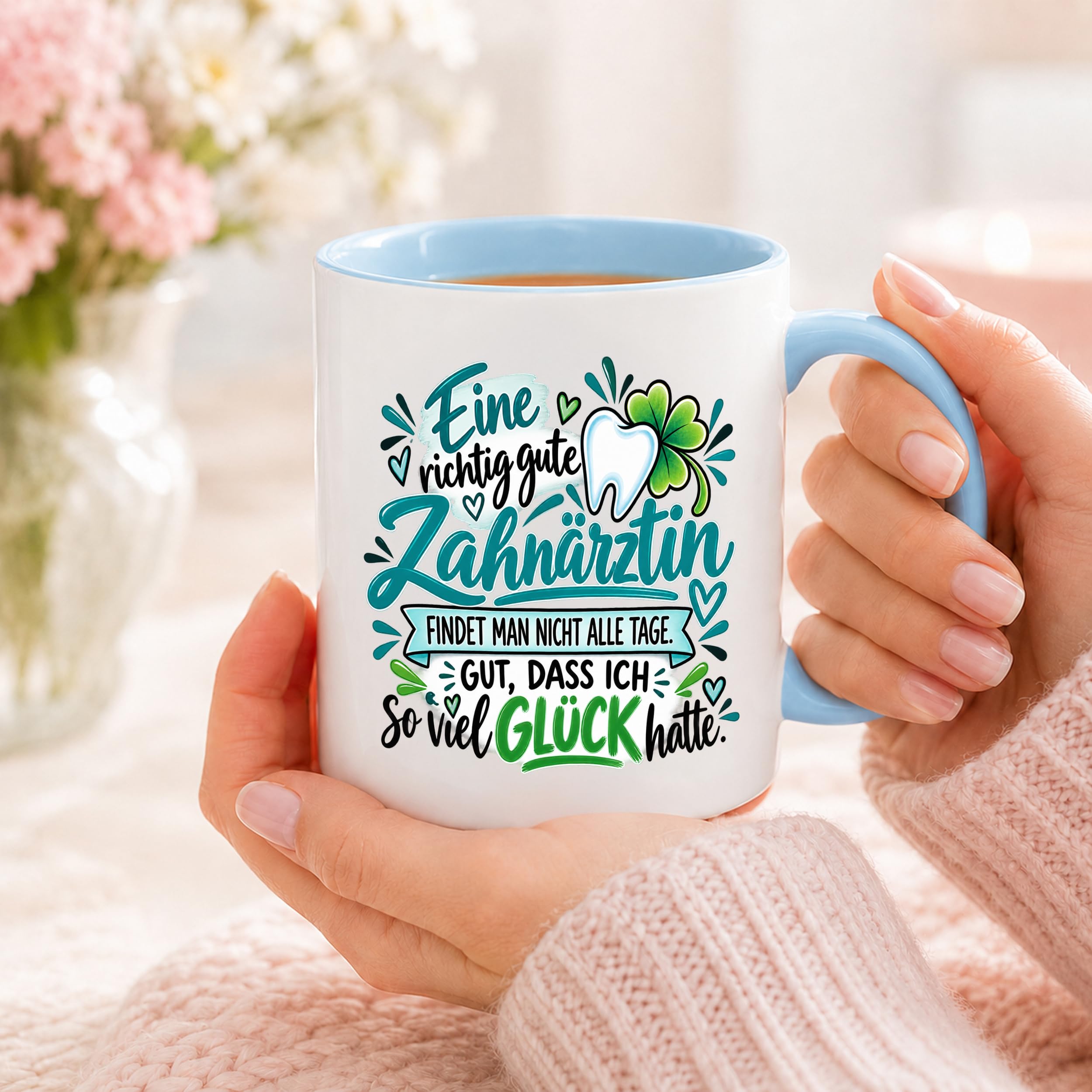 Herzbotschaft Zahnärztin Tasse Danke Kaffeetasse Geschenk in Zahnarztpraxis