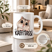 Herzbotschaft Kaffeetasse für Hamster Fans mit lustigem Spruch Kaffi Tassi