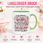 Herzbotschaft Tochter Tasse Geschenk von Mama Kaffeetasse hübsche Tochter