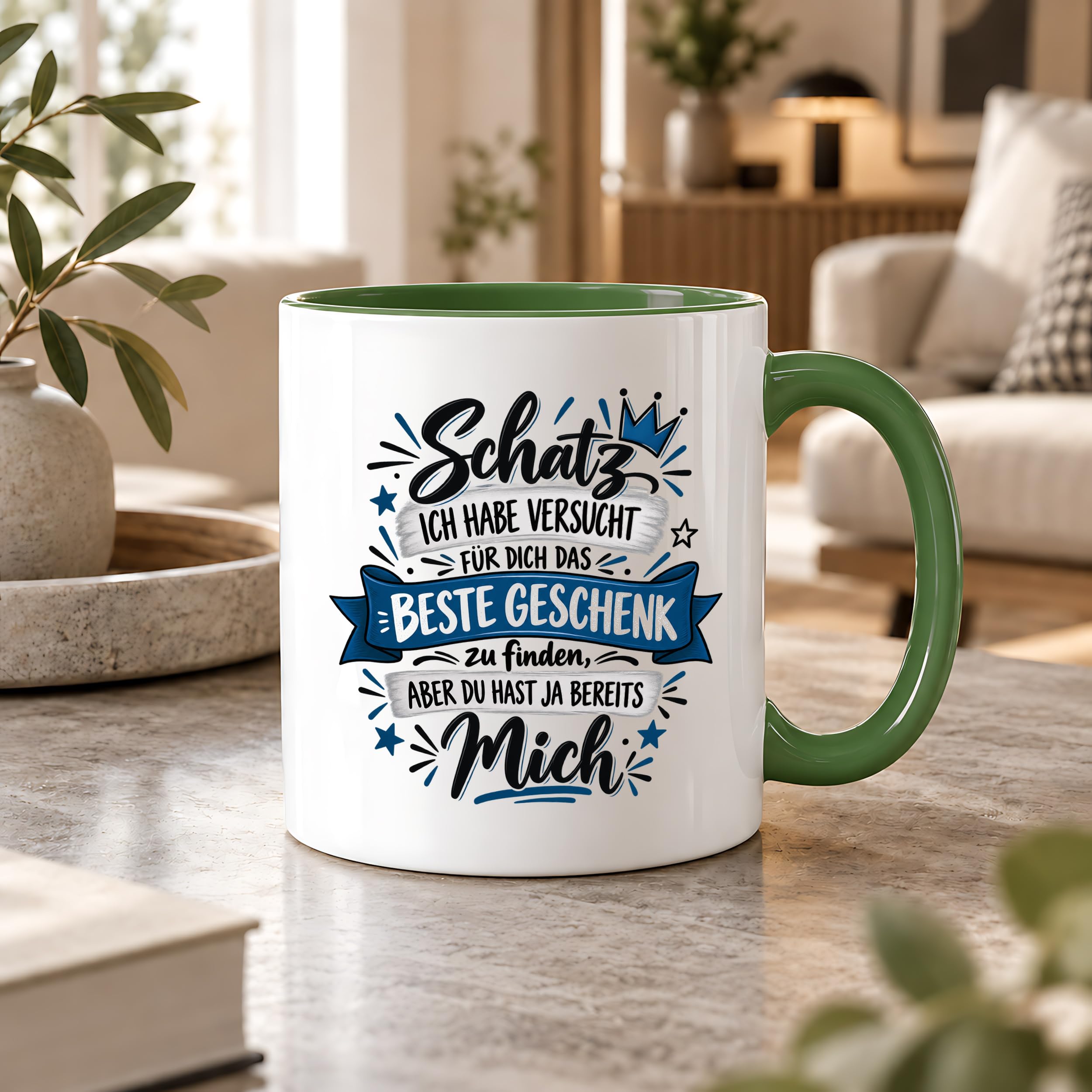 Herzbotschaft Tasse Geschenk Schatz Kaffeetasse für Freund Ehemann Teetasse