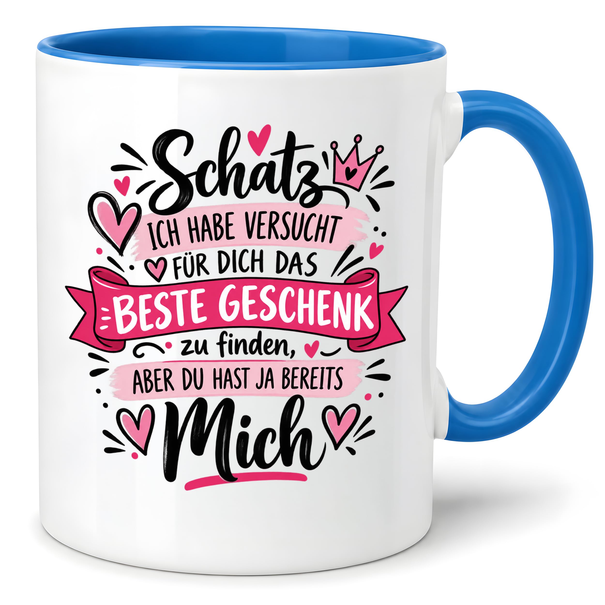 Herzbotschaft Tasse Schatz mit Spruch Das perfekte Geschenk Partner