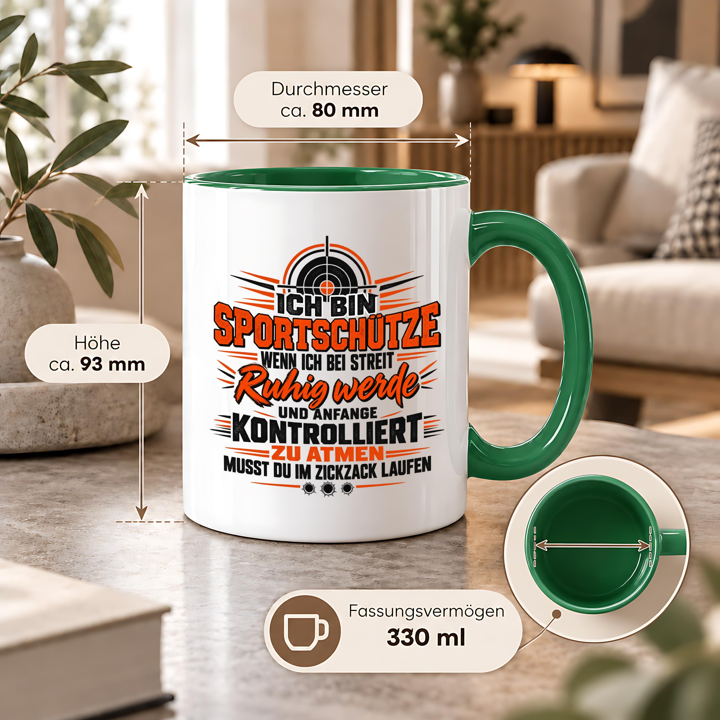 Herzbotschaft Tasse Sportschütze Geschenk Kaffeetasse Schützenverein