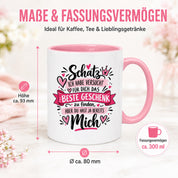 Herzbotschaft Tasse Schatz mit Spruch Das perfekte Geschenk Partner