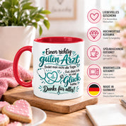 Herzbotschaft Tasse Danke Arzt Geschenk Kaffeetasse für Mediziner Praxis