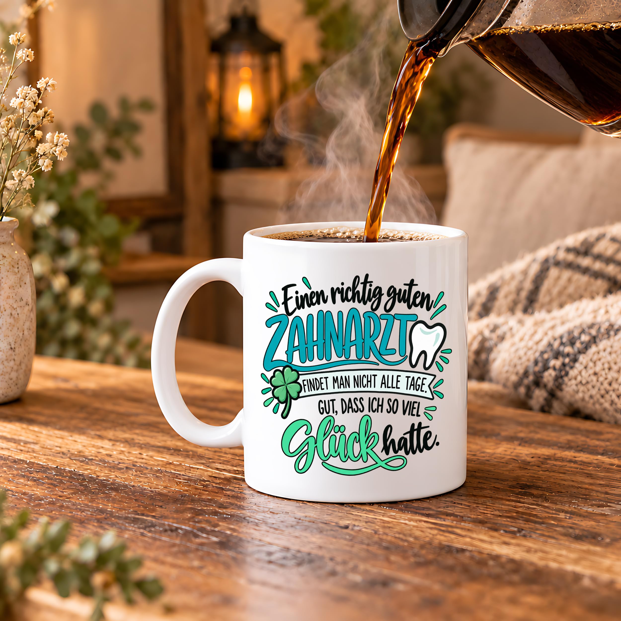 Herzbotschaft Zahnarzt Tasse - Danke Geschenk Kaffeetasse Zahnarztpraxis