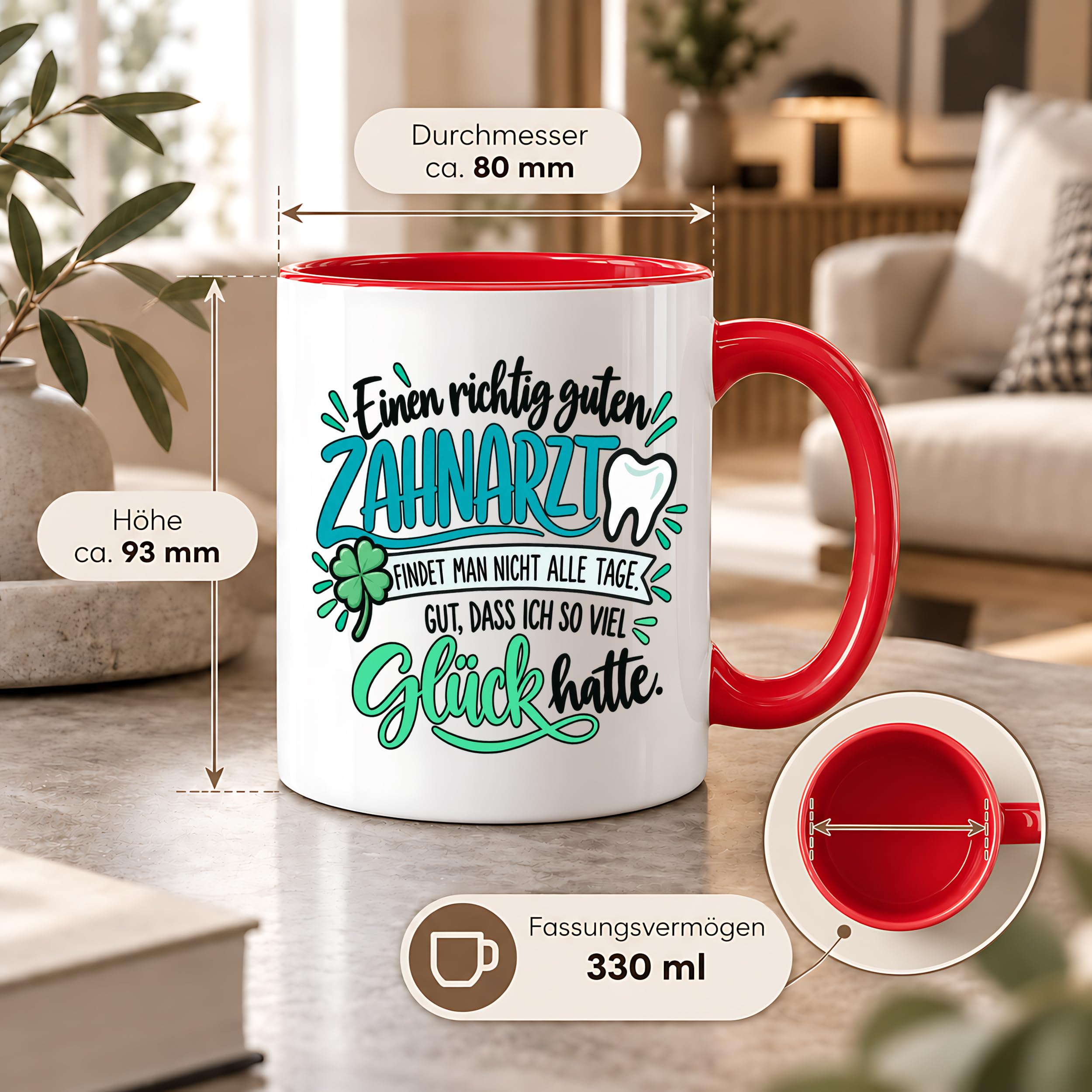 Herzbotschaft Zahnarzt Tasse - Danke Geschenk Kaffeetasse Zahnarztpraxis