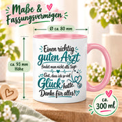 Herzbotschaft Tasse Kaffeetasse für Ärzte - Danke Geschenk für guten Arzt