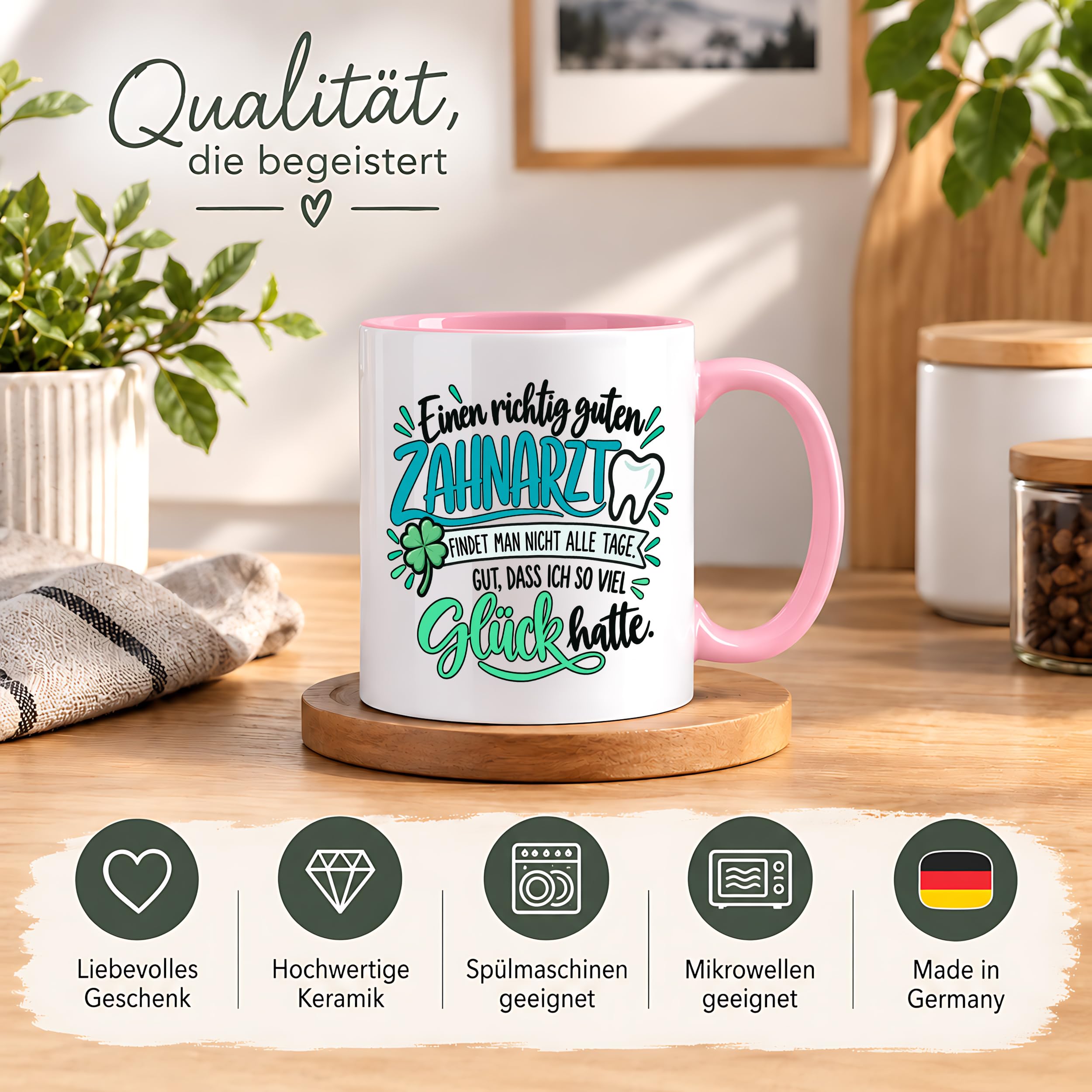 Herzbotschaft Zahnarzt Tasse - Danke Geschenk Kaffeetasse Zahnarztpraxis
