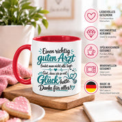 Herzbotschaft Tasse Kaffeetasse für Ärzte - Danke Geschenk für guten Arzt