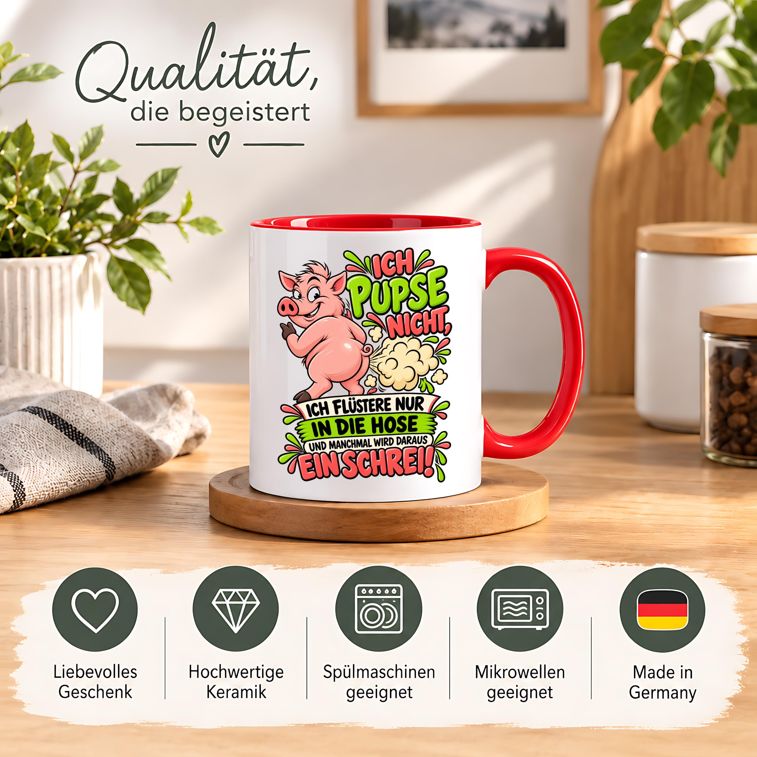 Herzbotschaft Tasse Ich pupse nicht Lustige Spruch Kaffeetasse Geschenk