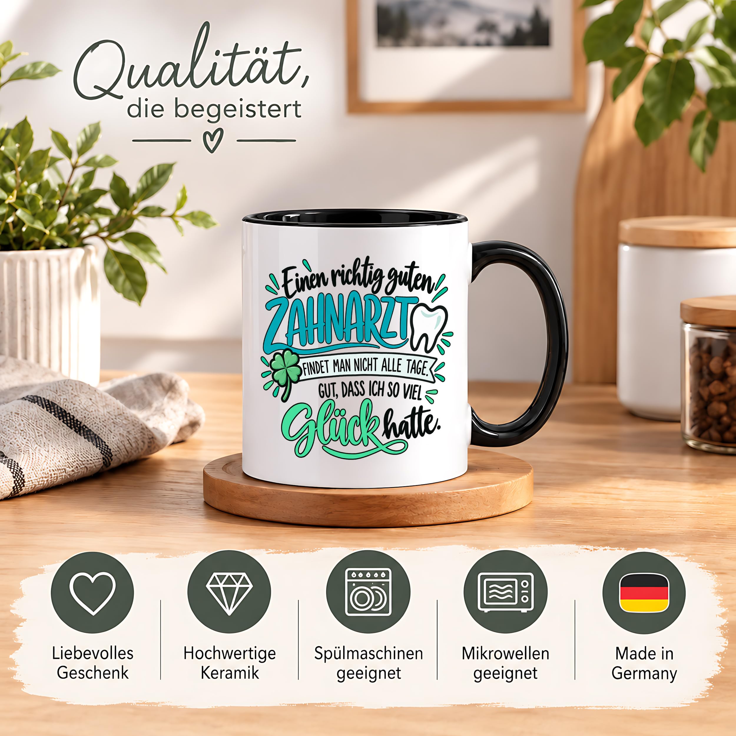 Herzbotschaft Zahnarzt Tasse - Danke Geschenk Kaffeetasse Zahnarztpraxis