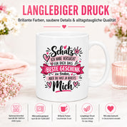 Herzbotschaft Tasse Schatz mit Spruch Das perfekte Geschenk Partner