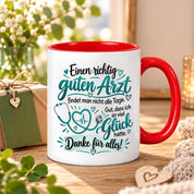 Herzbotschaft Tasse Danke Arzt Geschenk Kaffeetasse für Mediziner Praxis