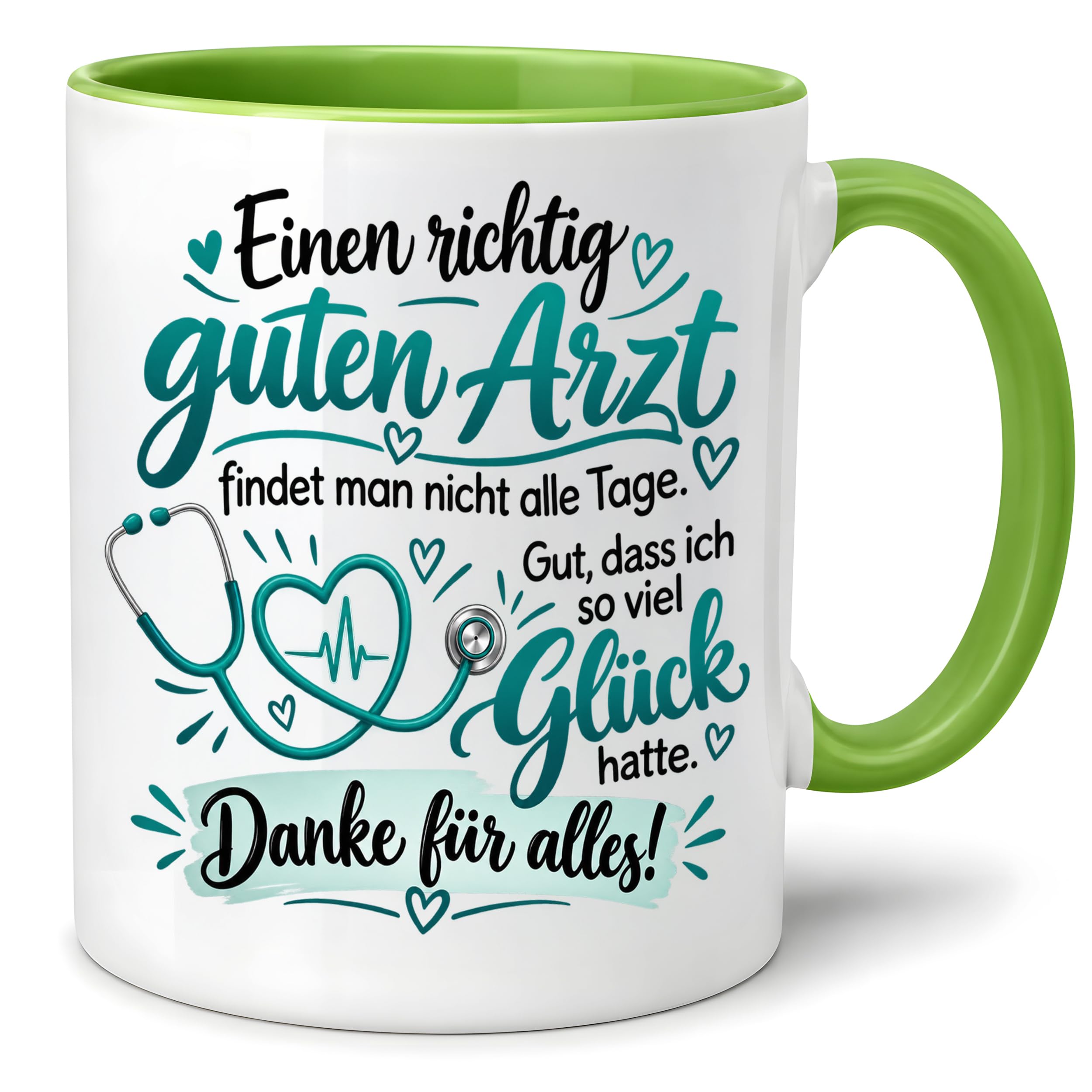 Herzbotschaft Tasse Danke Arzt Geschenk Kaffeetasse für Mediziner Praxis