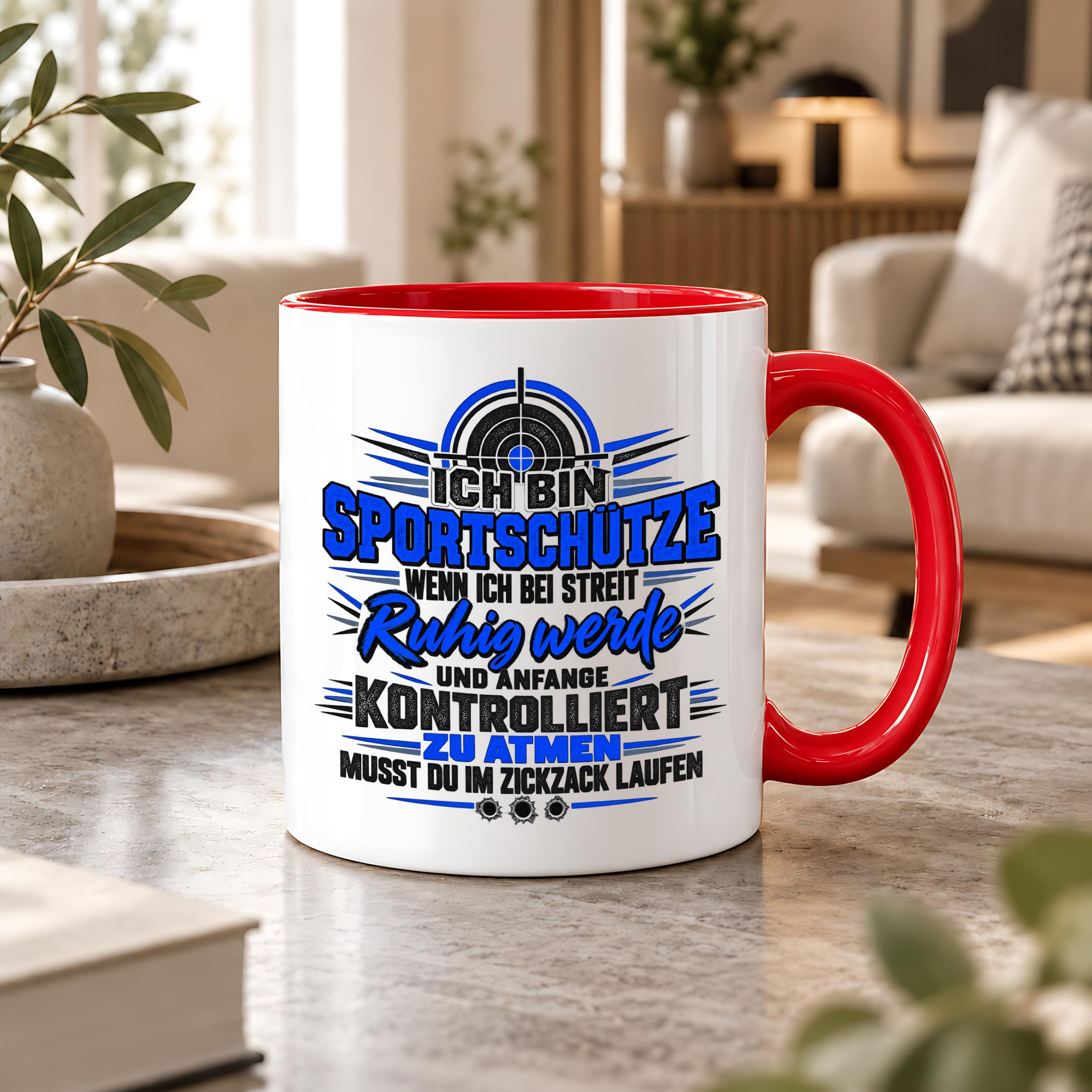 Herzbotschaft Sportschütze Tasse Geschenk für Schützenverein Kaffeetasse