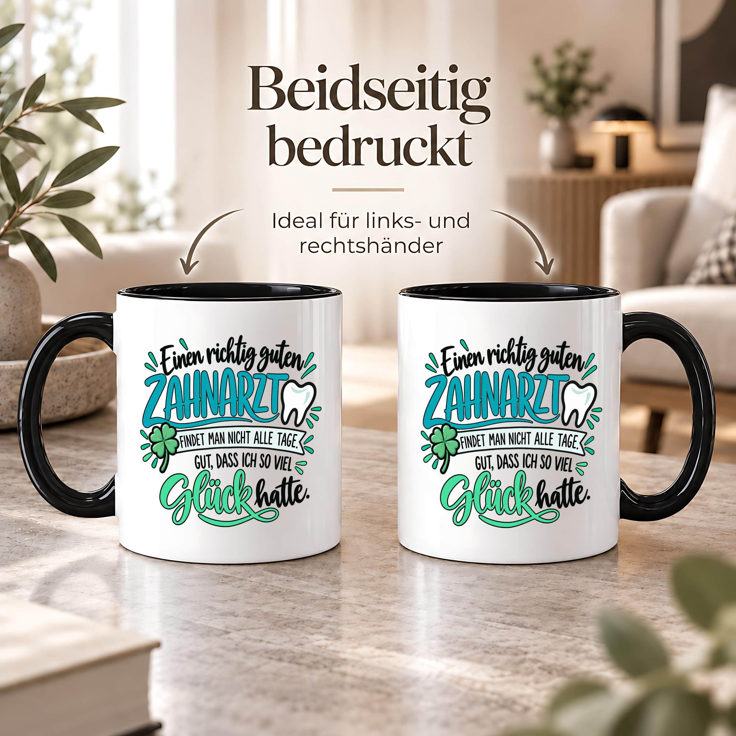 Herzbotschaft Zahnarzt Tasse - Danke Geschenk Kaffeetasse Zahnarztpraxis