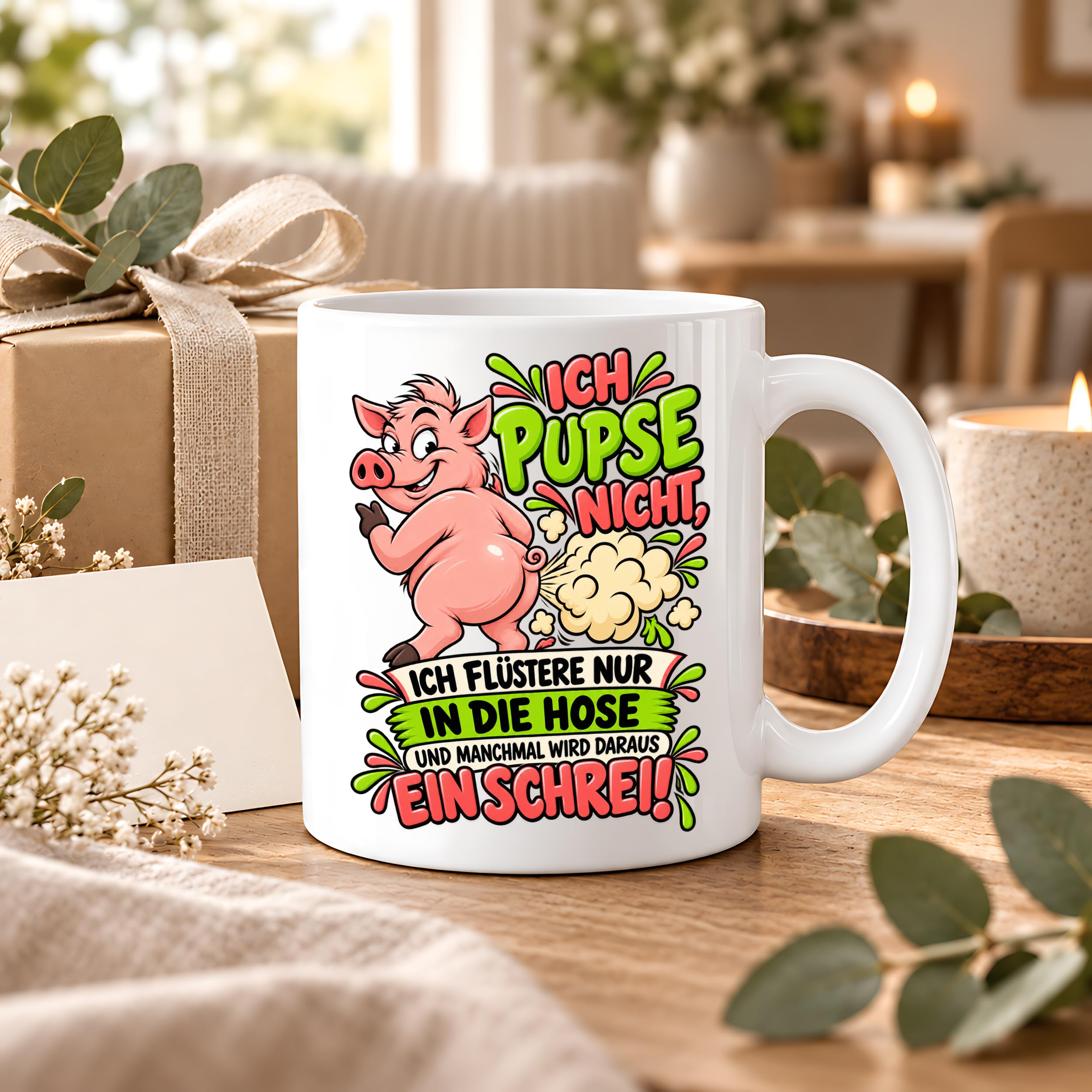 Herzbotschaft Tasse Ich pupse nicht Lustige Spruch Kaffeetasse Geschenk